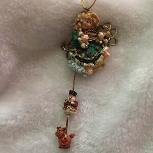 Festive Angel Ornament with Snowman and Reindeer